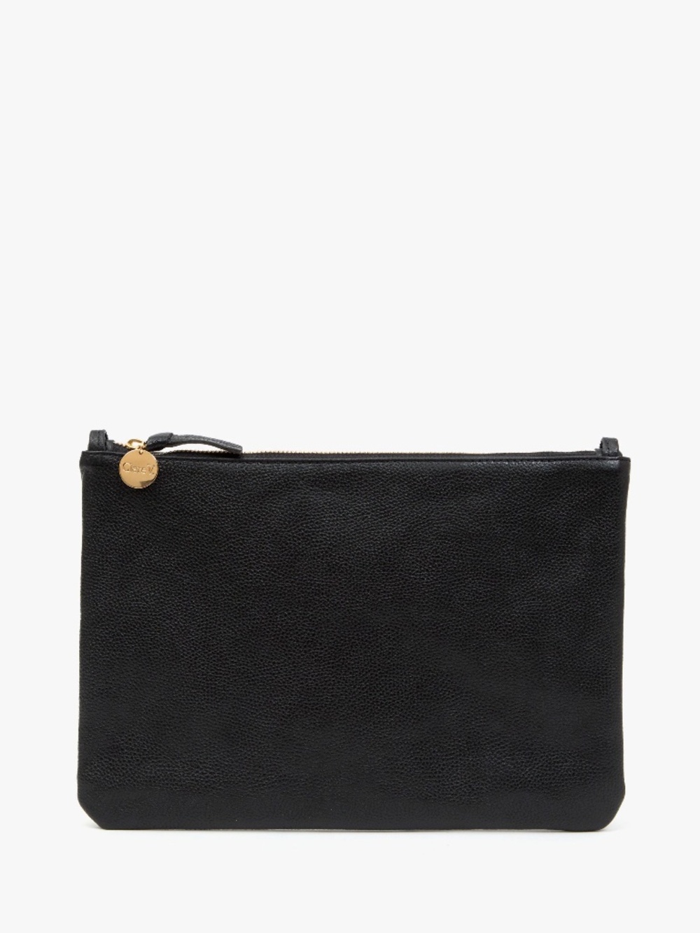 Clare V Flat Clutch With Tabs Black Leather